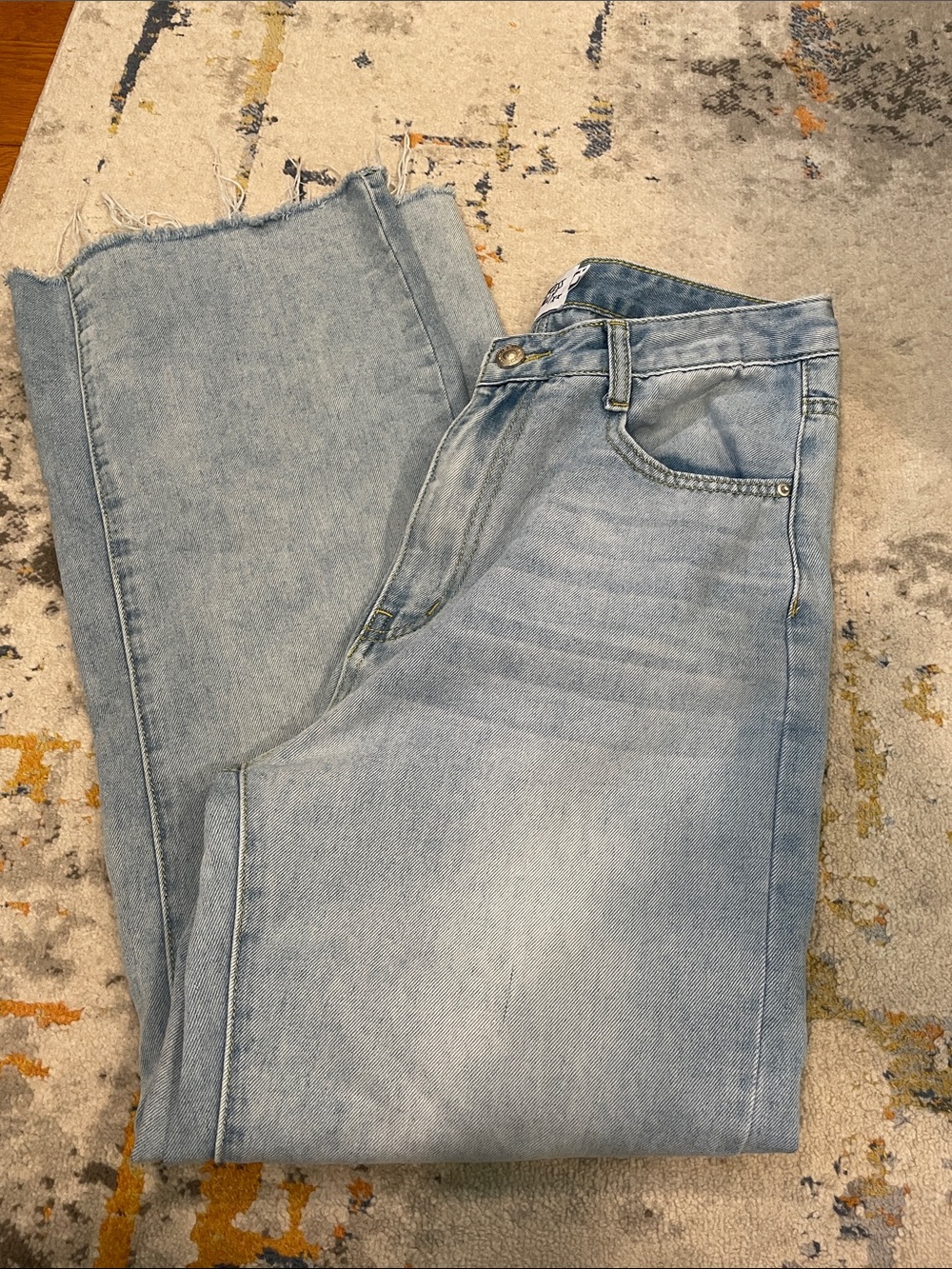 Princess Polly Light Blue Denim Jeans with Yellow Stitching - Picture 7 of 7
